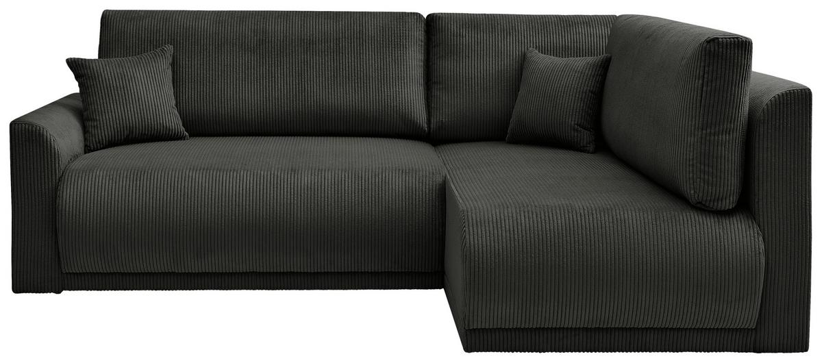 Rohová sedačka KIM L160, oboustr.,černý manšestr - černá, Moderní, dřevo/textil (233/160cm)