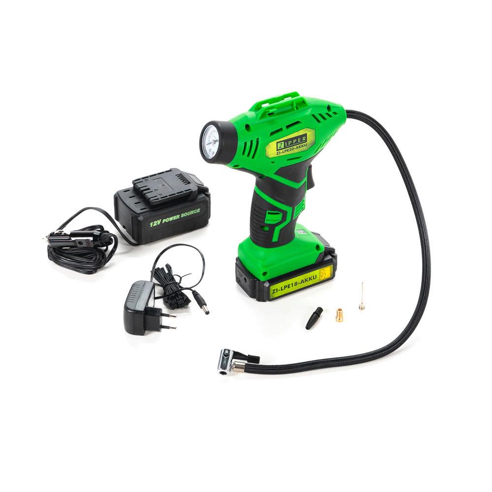 Luftpumpe Elektrisch Zi-lpe20 Akku 6,8 Bar Mit Manometer - Grün, Basics, Metall (7,5/25,5/11,5cm) - Zipper