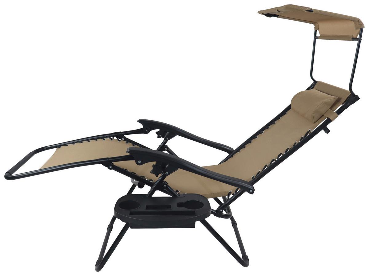 Gartenliege Maltosa Xl Klappbar, Beige - Beige, MODERN, Textil/Metall (64/133/91cm) - Gardenson