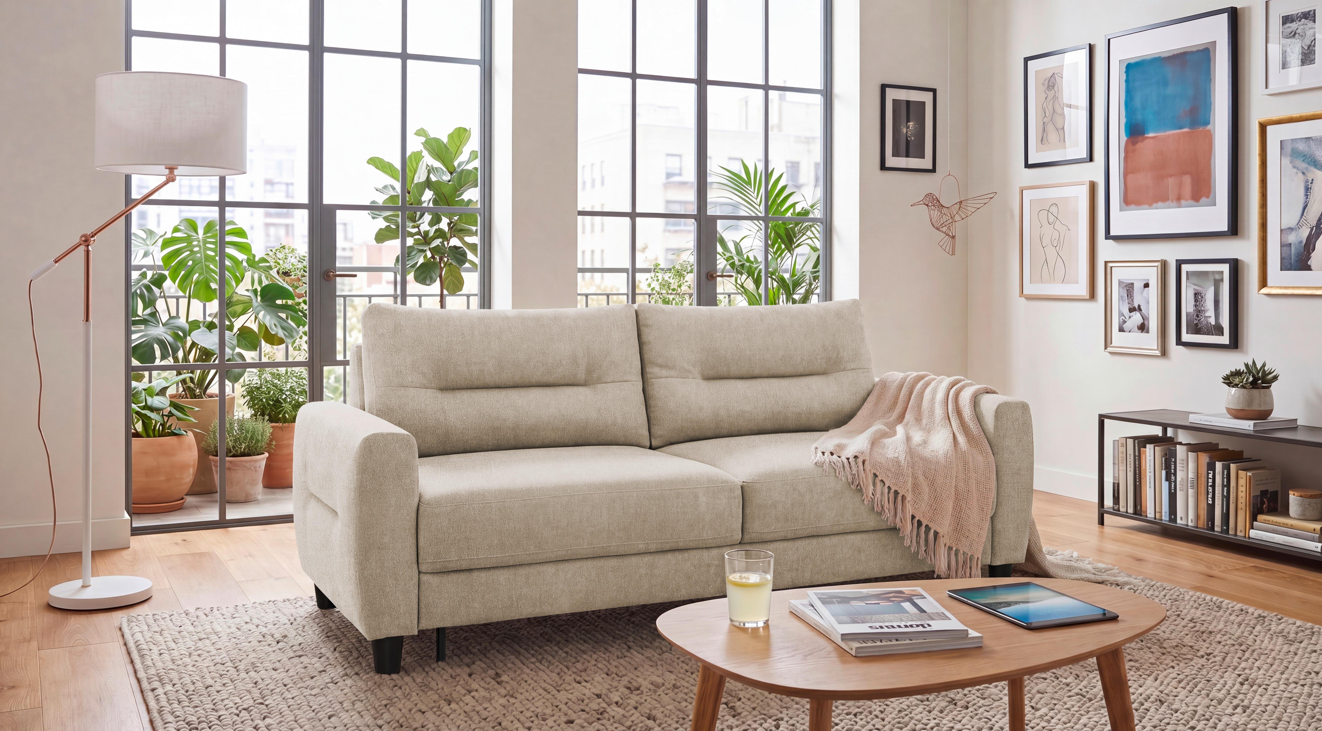 Schlafsofa Rio Creme, B: 192cm