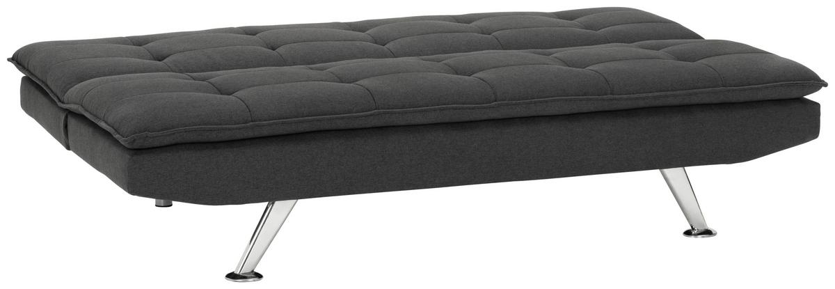 Schlafsofa Turin - Dunkelgrau/Silberfarben, Basics, Textil (194/87/102cm) - MID.YOU