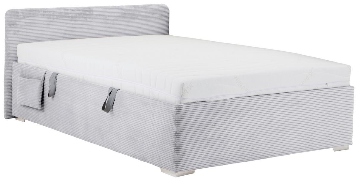 Postel Remi s bočnicemi 140x200, potah světle šedý - světle šedá/barvy chromu, Konvenční, dřevo/textil (140/200cm)