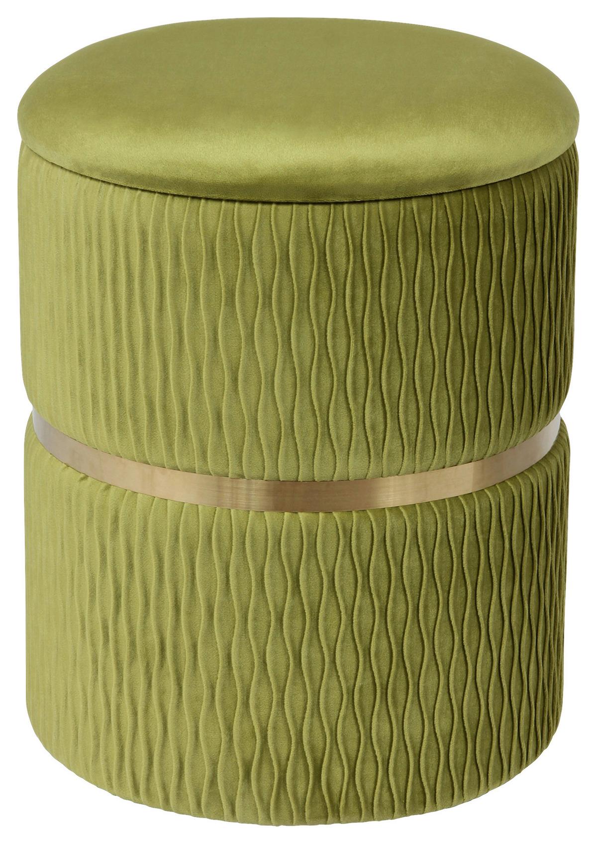 Hockerset Milas 100 2-teilig Grün D: 36/31,5 Cm - Goldfarben/Grün, KONVENTIONELL, Textil/Metall (31,5+36cm) - Kayoom