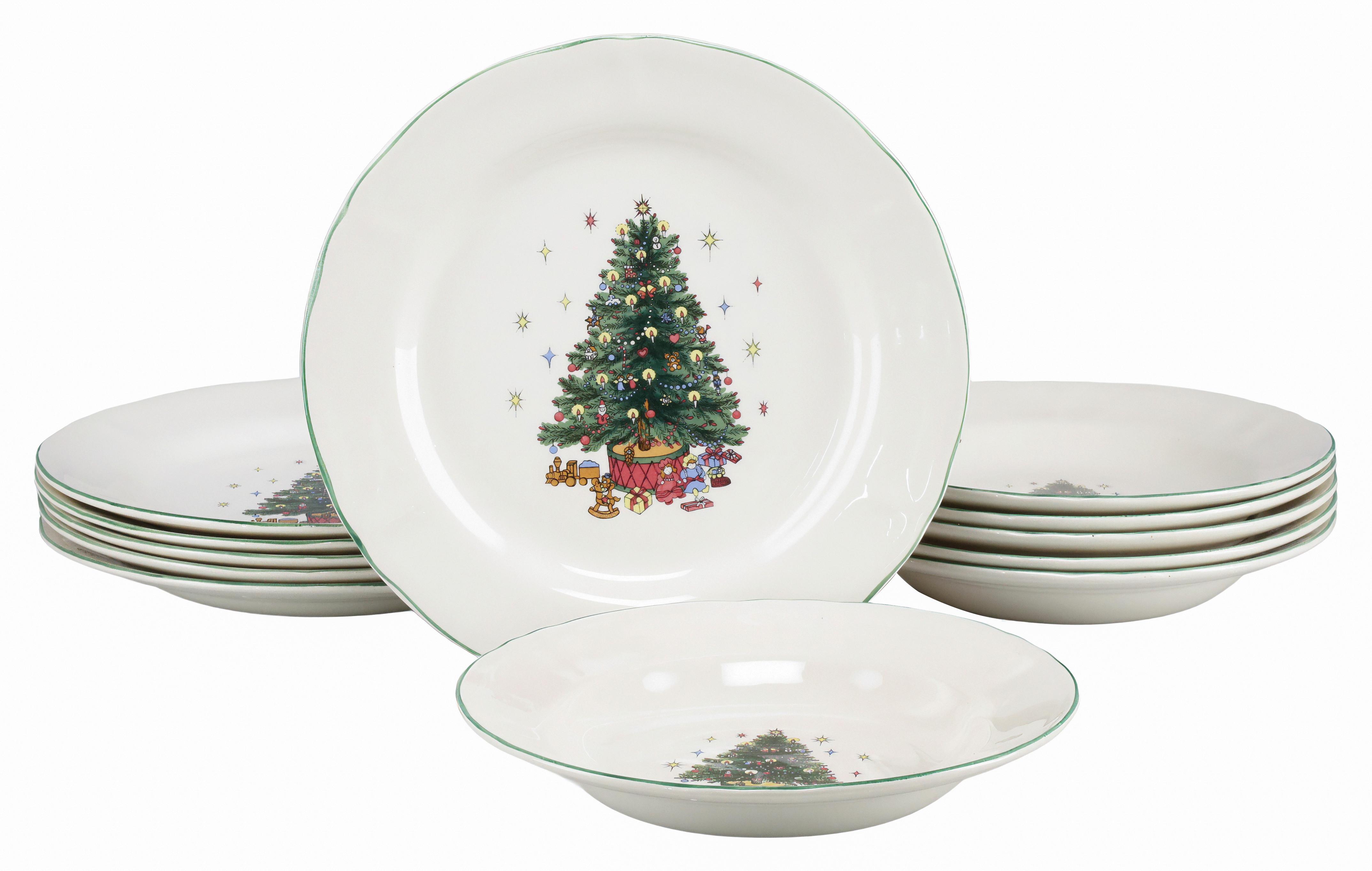 Tafelservice 12 -teilig. Steingut, Multicolor/Weiß - Multicolor/Weiß, Basics, Keramik - Creatable