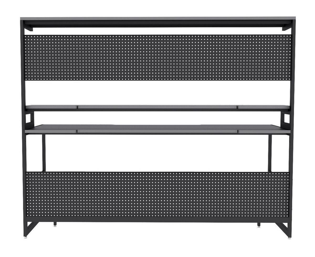 Schreibtisch Schwarz L: 180cm - Schwarz, Design, Holzwerkstoff/Metall (180/70/148cm) - Livetastic