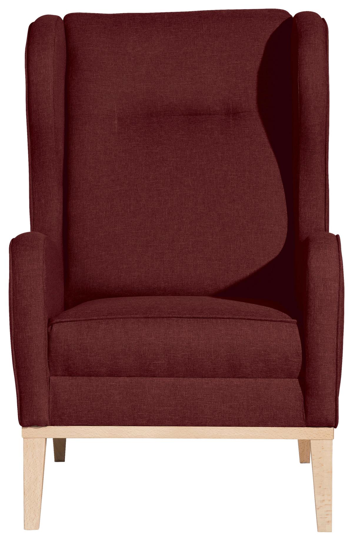 Ohrensessel Angelo - Rot/Naturfarben, KONVENTIONELL, Textil (66/104/78cm) - Max Winzer