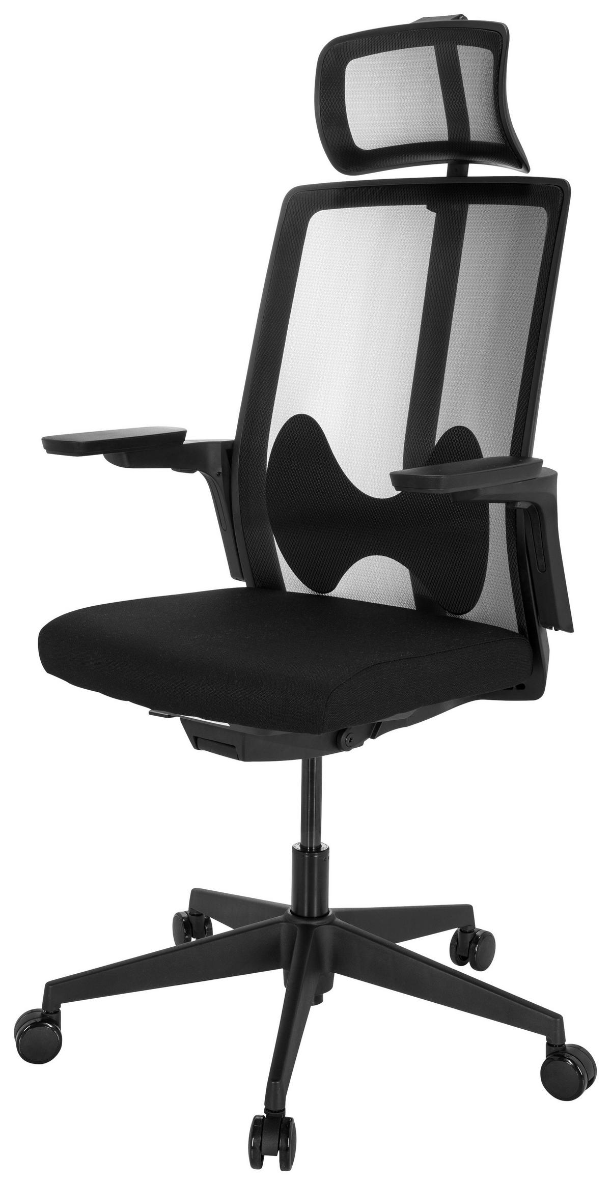Drehstuhl Arceo B - Schwarz, Basics, Kunststoff/Textil (66/123-139/66cm) - MID.YOU