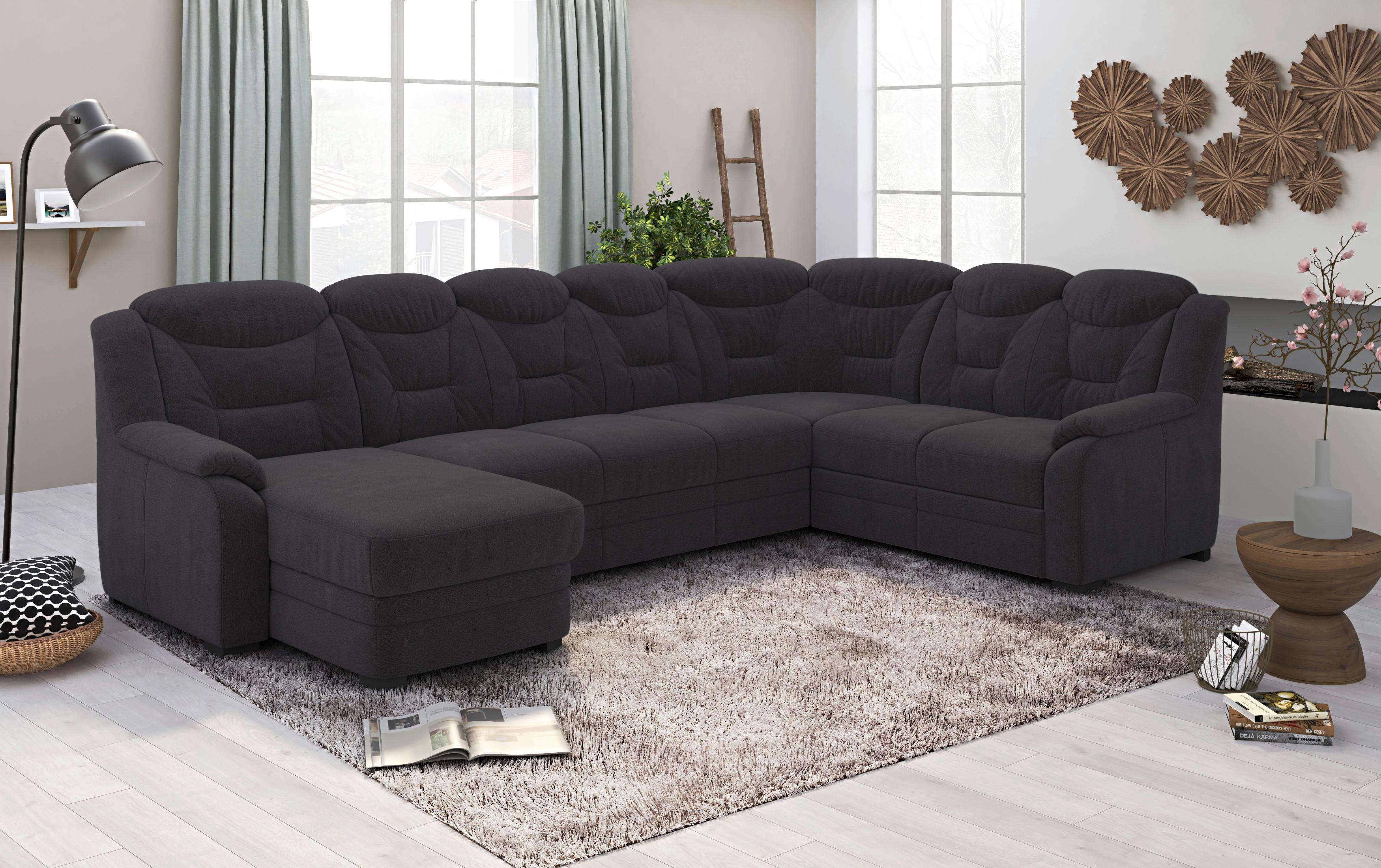 Wohnlandschaft Marcus Schwarz inkl. Bettkasten - Schwarz, Basics, Textil (162/330/211cm) - MID.YOU