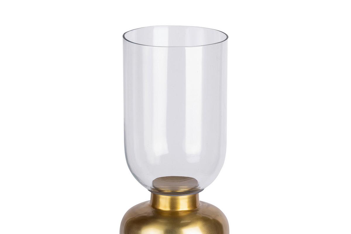 Kerzenhalter Shanti Goldfarben, D: 19 cm - Goldfarben, Trend, Glas/Stein (19/63,5/63.5cm) - Kayoom