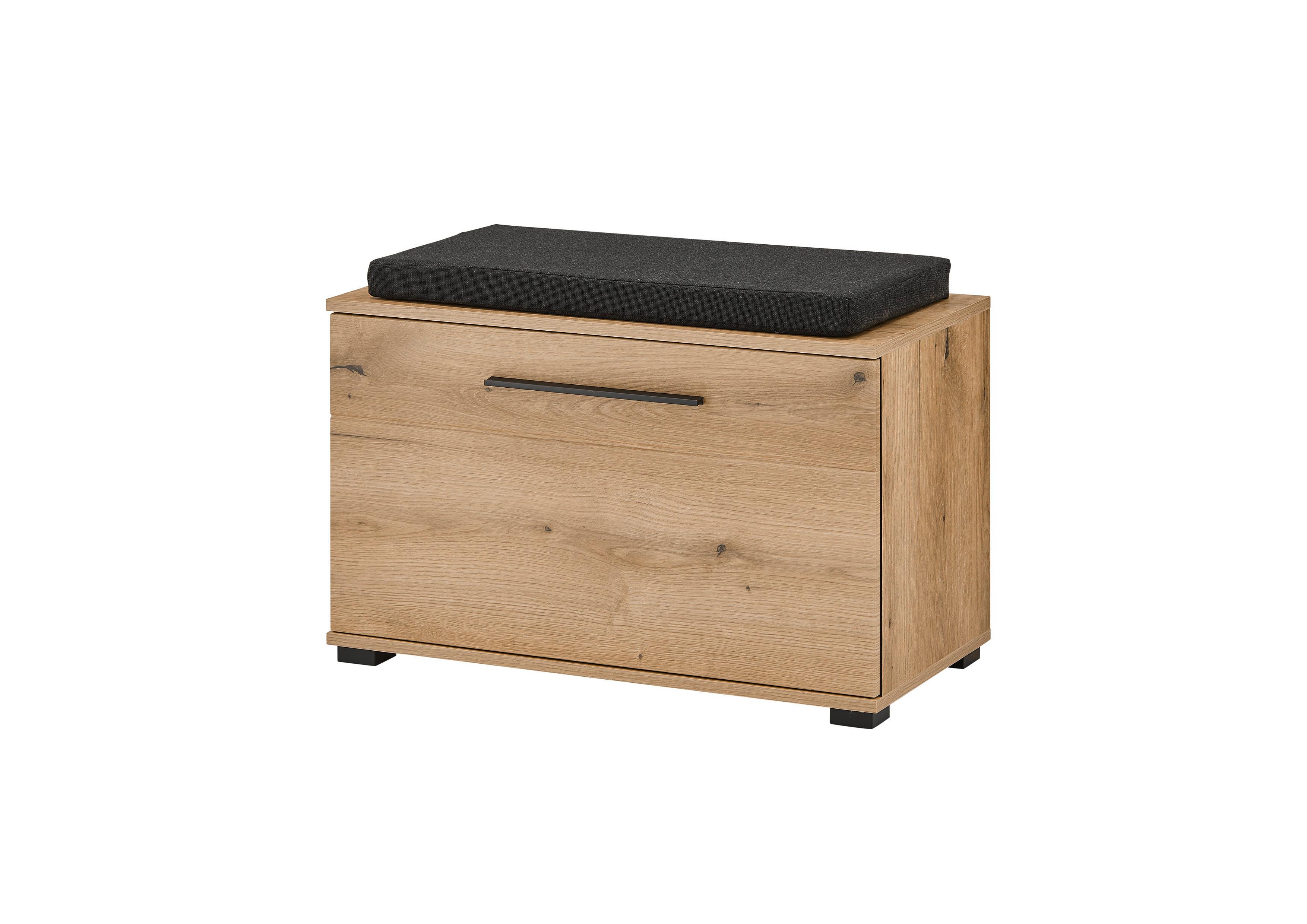 Garderobenbank Cantara Eichefarben B: 80cm - Eichefarben/Schwarz, MODERN, Holzwerkstoff (80/55/39cm) - MID.YOU
