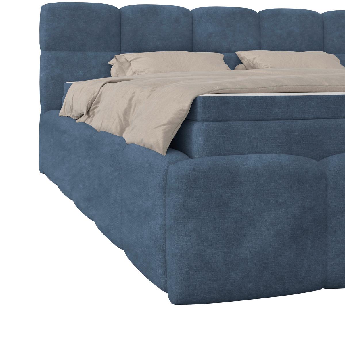 Polsterbett Noe Blau 180x200 cm - Blau/Schwarz, Trend, Textil/Metall (180/200cm)