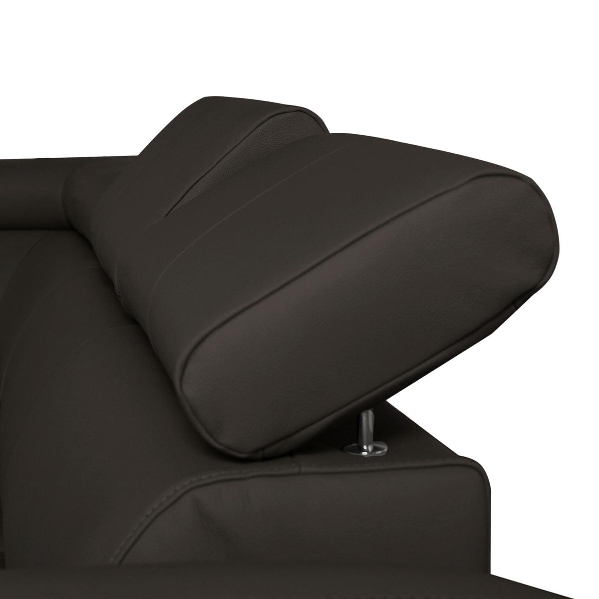 Wohnlandschaft Aspen Dbraun U-Form: 208 Cm - Chromfarben/Dunkelbraun, Design, Leder/Textil (208/315/175cm) - Livetastic