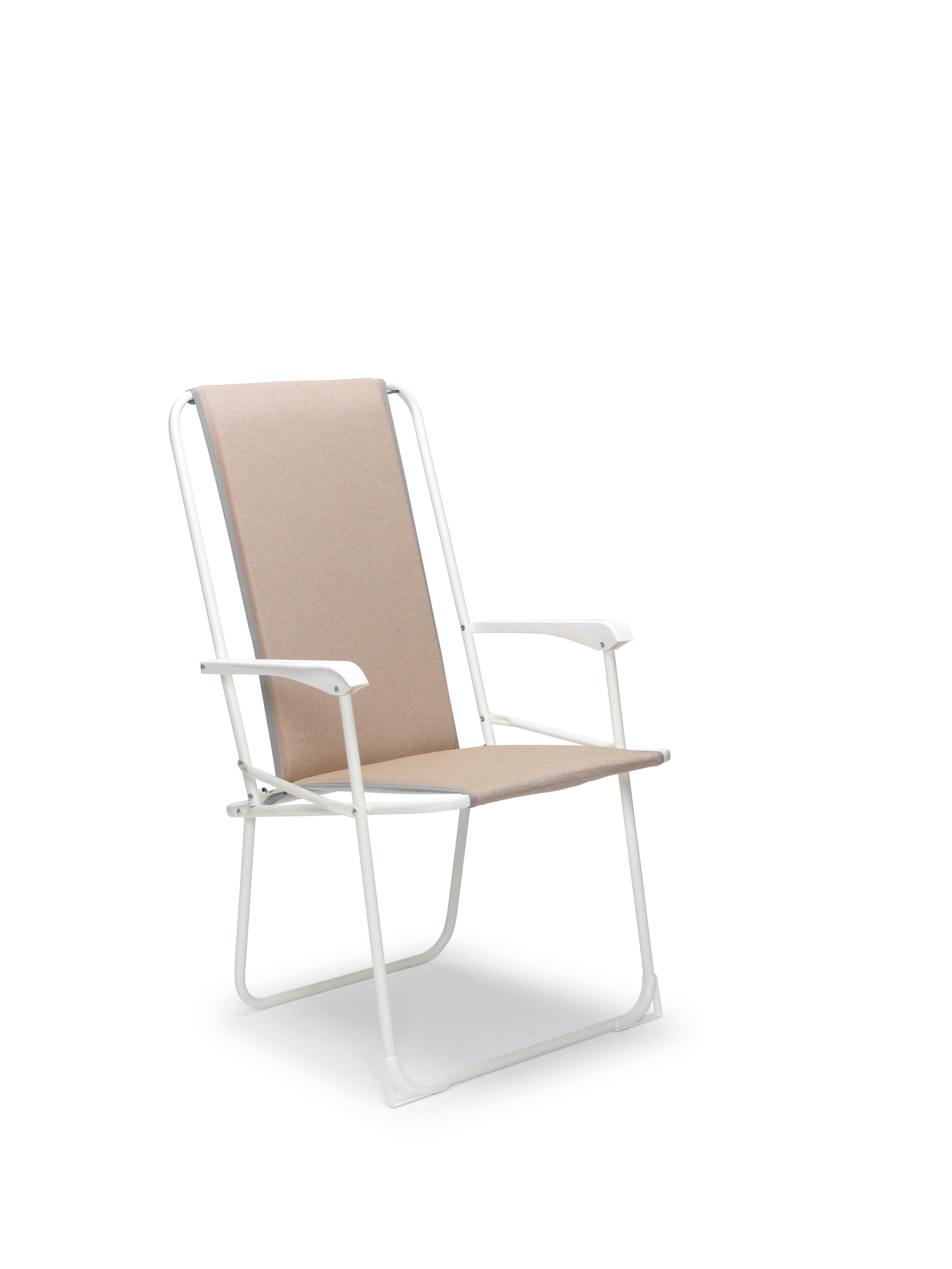 Klappstuhl Chiemsee – Klappstuhl - Beige/Weiß, Basics, Textil/Metall (56/93/53cm)