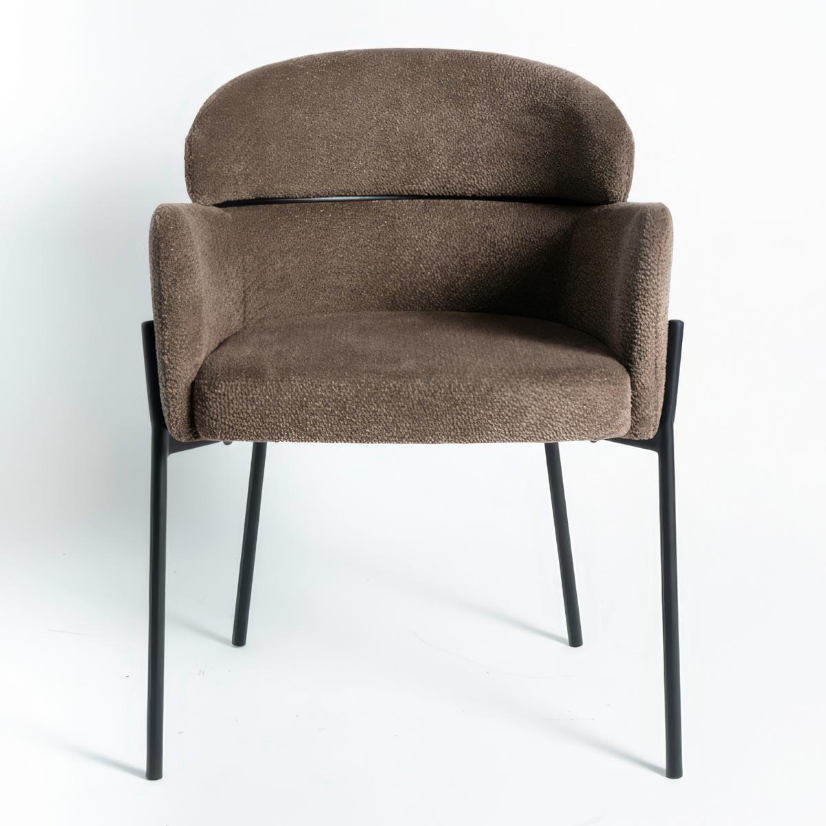 Židle s područkami Chloe, hnědé, čalouněné - černá/hnědá, Moderní, kov/textil (62/79/59,5cm) - Bessagi Home