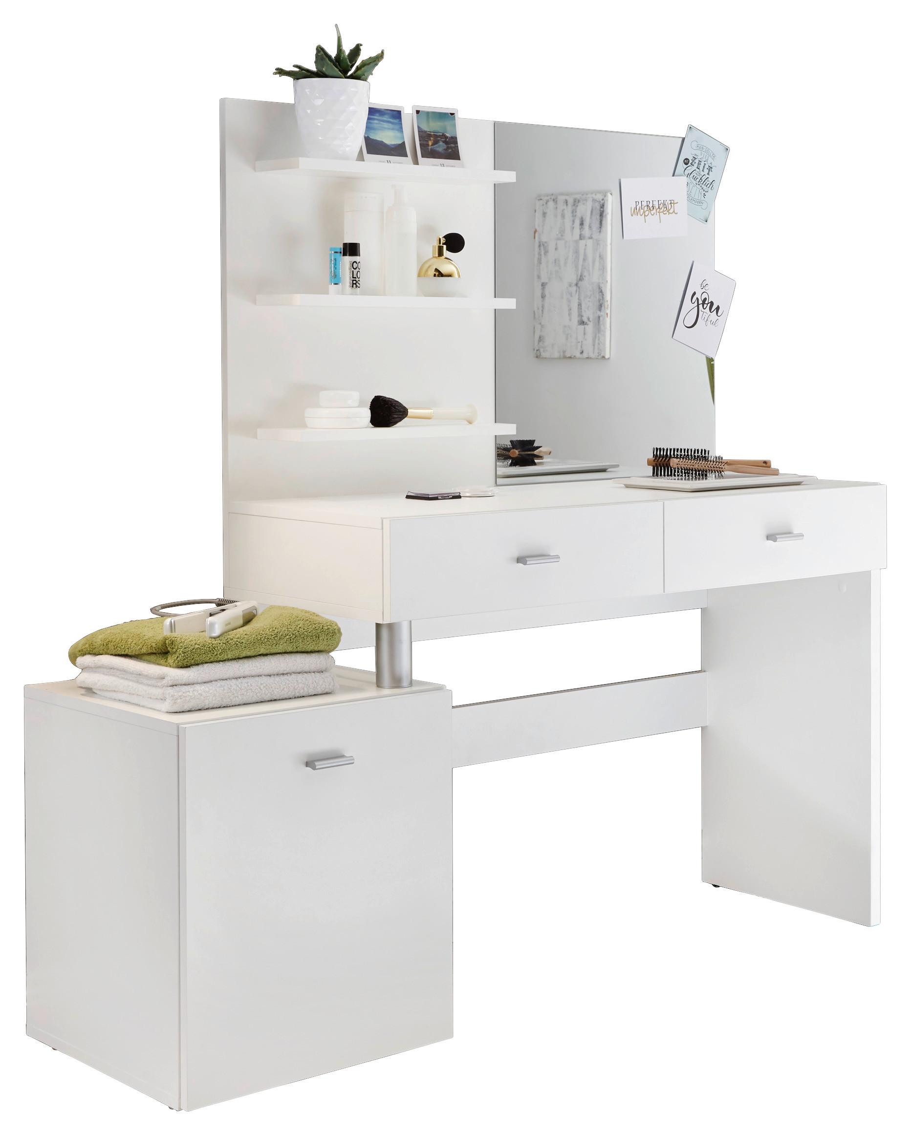 Kozmetický Stolík Shadow 7 Šírka 132 Cm - biela/strieborná, Design, kompozitné drevo/plast (132/145/43cm) - MID.YOU