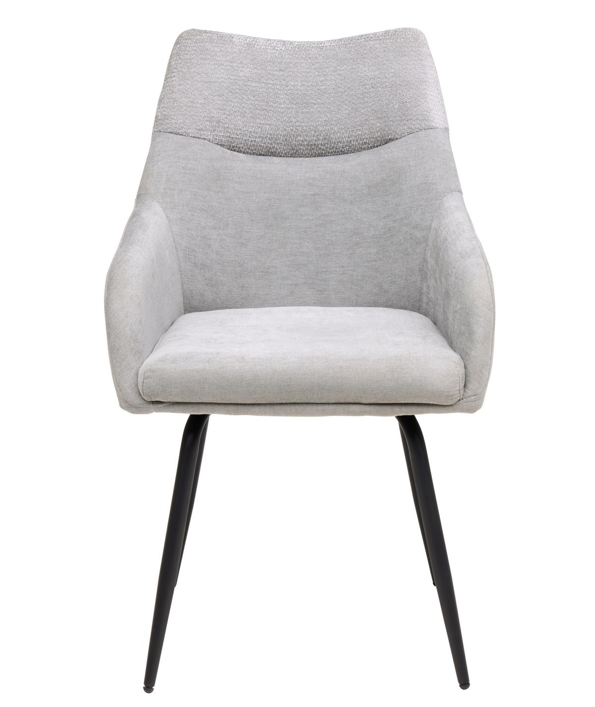 Armlehnstuhl Dali Grau/Schwarz B: 60 cm - Schwarz/Grau, Basics, Textil/Metall (60/86/55cm) - Livetastic