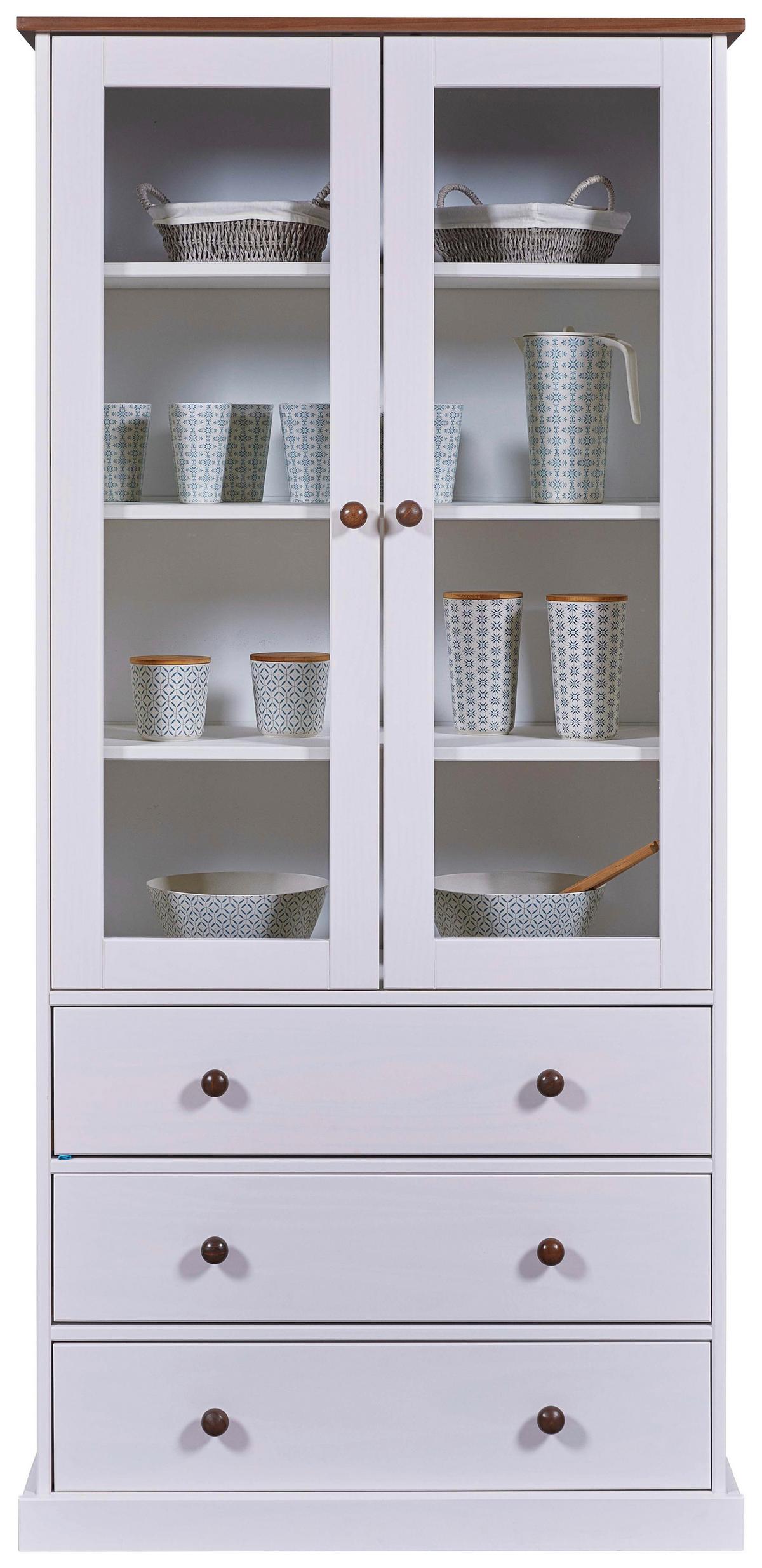 Vitrine Westerland 20901466 - Eichefarben/Weiß, MODERN, Glas/Holz (190/90/38cm) - MID.YOU