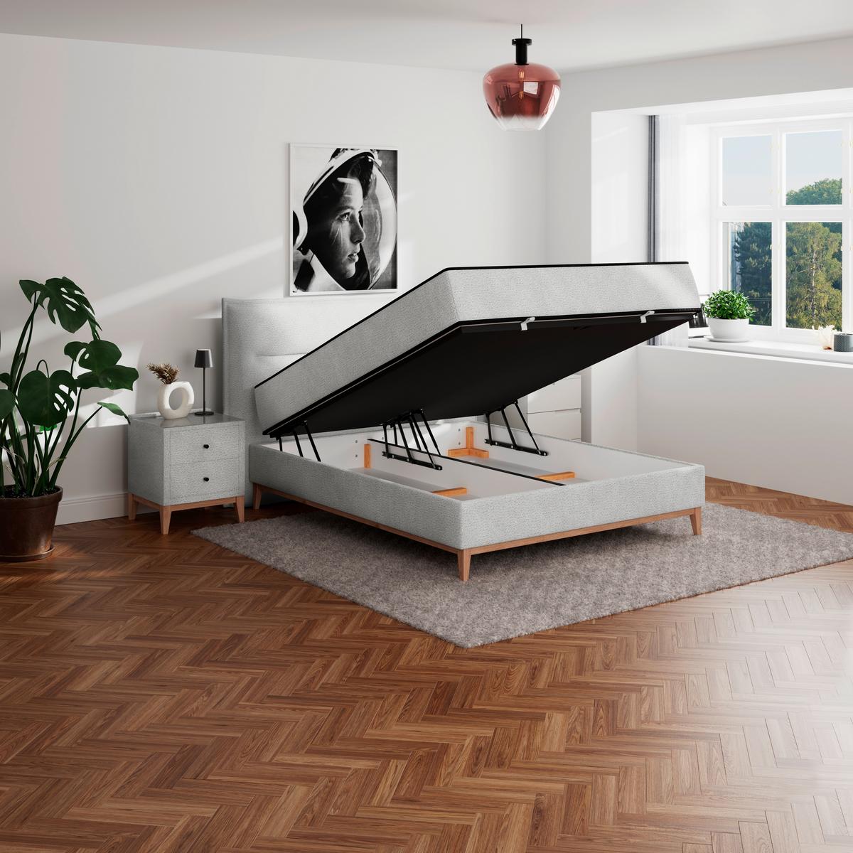 Boxbett Smile inkl. Matratze 180x200 - Silberfarben, KONVENTIONELL, Holz/Holzwerkstoff (180/200cm) - James Wood