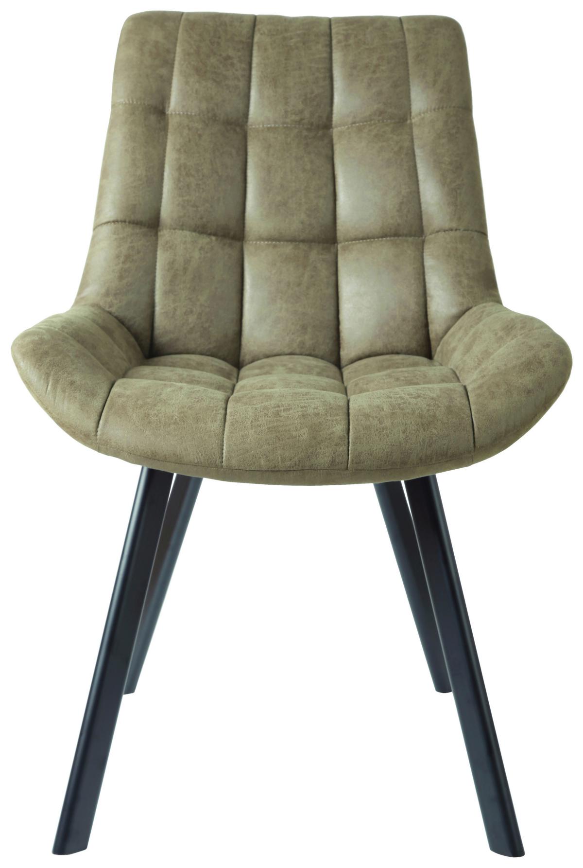 Schalenstuhl Hayo Olivgrün Lederlook Gepolstert - Schwarz/Olivgrün, KONVENTIONELL, Textil/Metall (56/84/60cm) - Livetastic