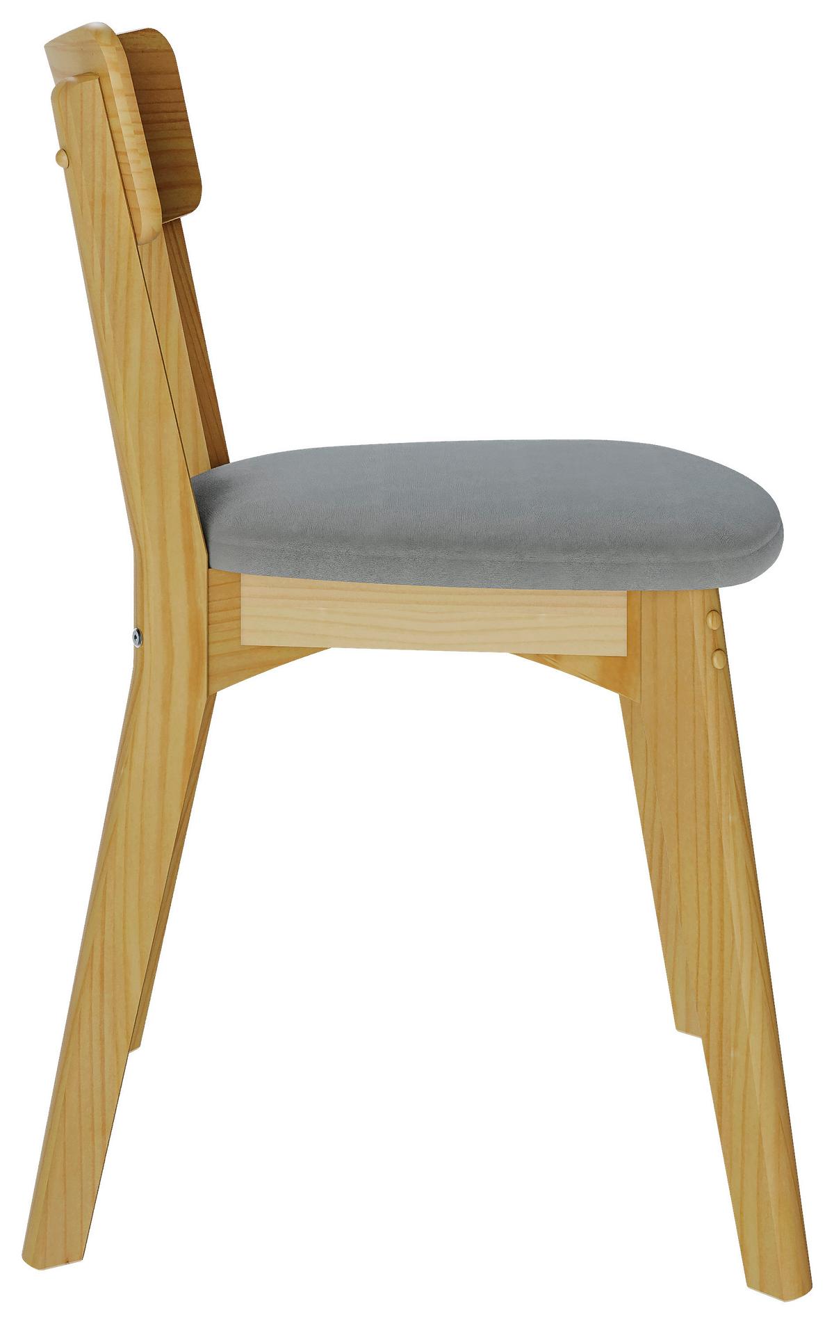 Stuhl-Set Mahoe Naturfarben Echtholz Beine 2er-Set - Naturfarben/Grau, MODERN, Holz/Textil (51,5/80,5/49cm) - MID.YOU