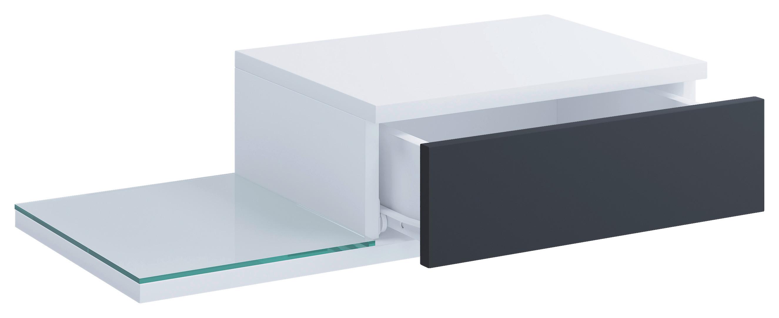 Nachtkästchen Konsila L Weiss / Anthrazit - Anthrazit/Weiß, MODERN, Glas/Holzwerkstoff (65/15/30cm) - MID.YOU