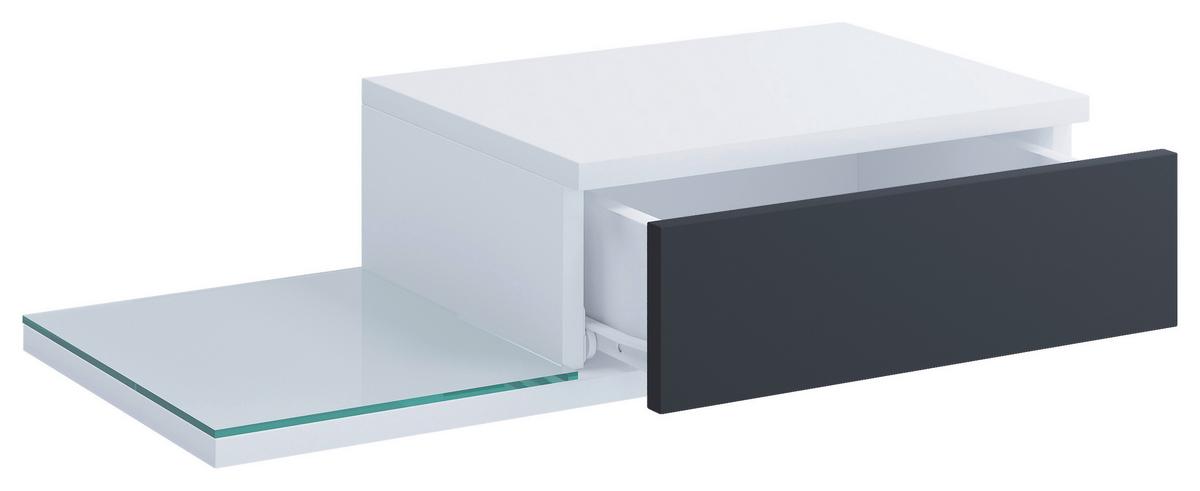 Nachtkästchen Konsila L Weiss / Anthrazit - Anthrazit/Weiß, MODERN, Glas/Holzwerkstoff (65/15/30cm) - MID.YOU