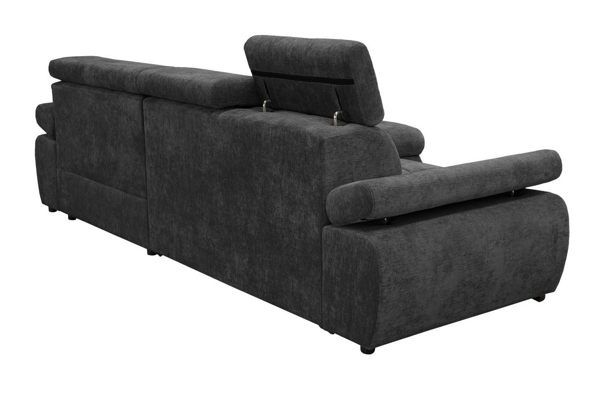 Rohová sedačka VEGAS, pravá, černá žinylka - černá, Design, dřevo/textil (294/173cm)