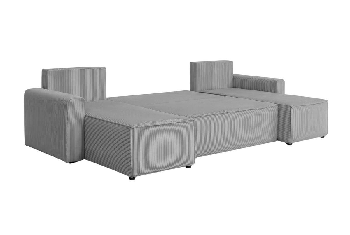 Sedací souprava SONJA U, oboustranná, šedý manšestr - šedá/černá, Design, kompozitní dřevo/textil (145/300/145cm) - Based
