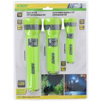 Taschenlampen Set Kinzo 200lm, Leuchtweite 14m, 3--Teilig. - Dunkelgrau/Hellgrün, Basics, Kunststoff (34.5/5.8/25.8cm)