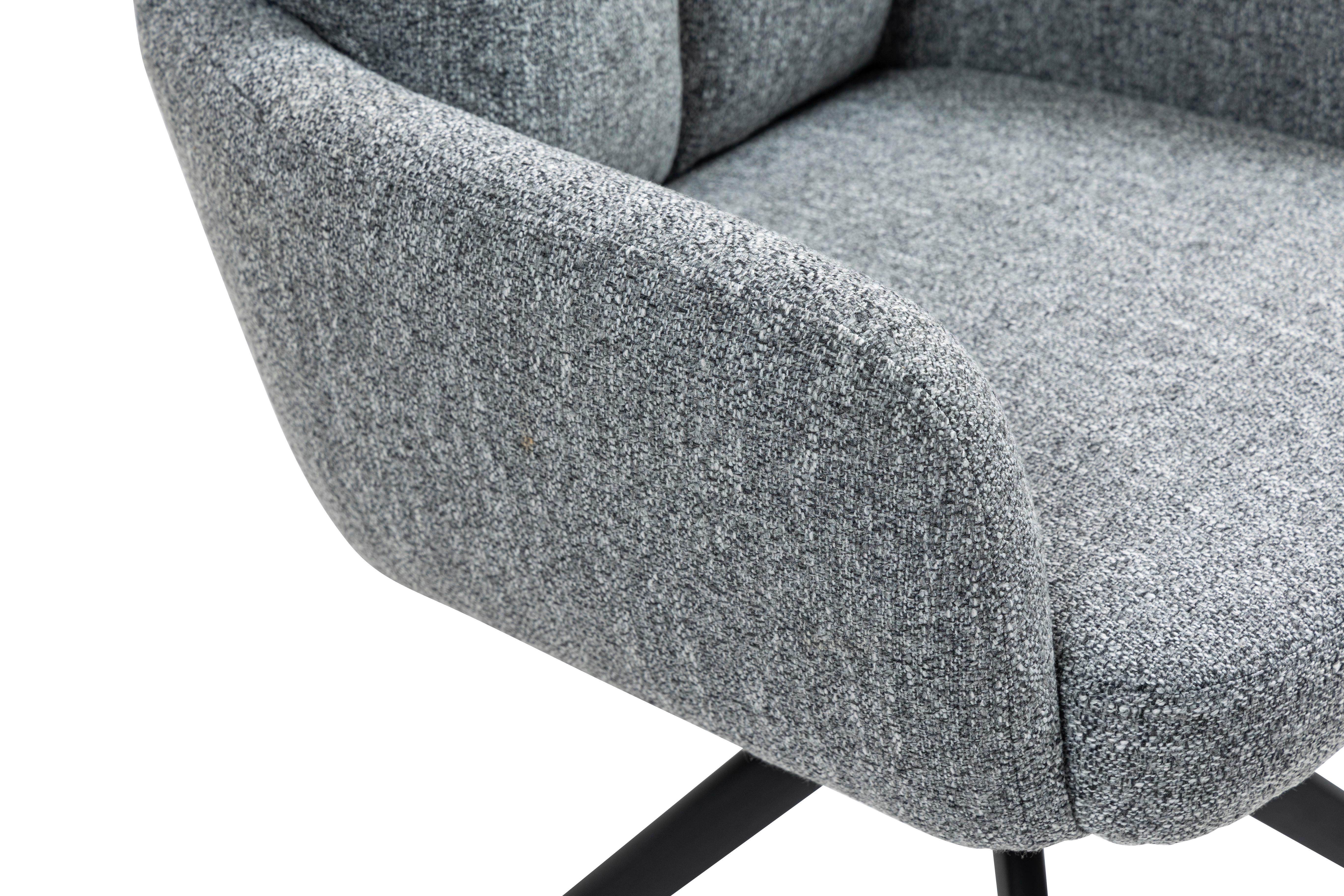 Armlehnstuhl Ella Ella - Schwarz/Grau, KONVENTIONELL, Textil/Metall (60/95/67cm) - MID.YOU