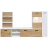 Wohnwand Heathrow, Weiß, Eiche Artisan Dekor,b: 250 cm - Schwarz/Weiß, Design, Glas/Holzwerkstoff (250/135/38cm) - MID.YOU