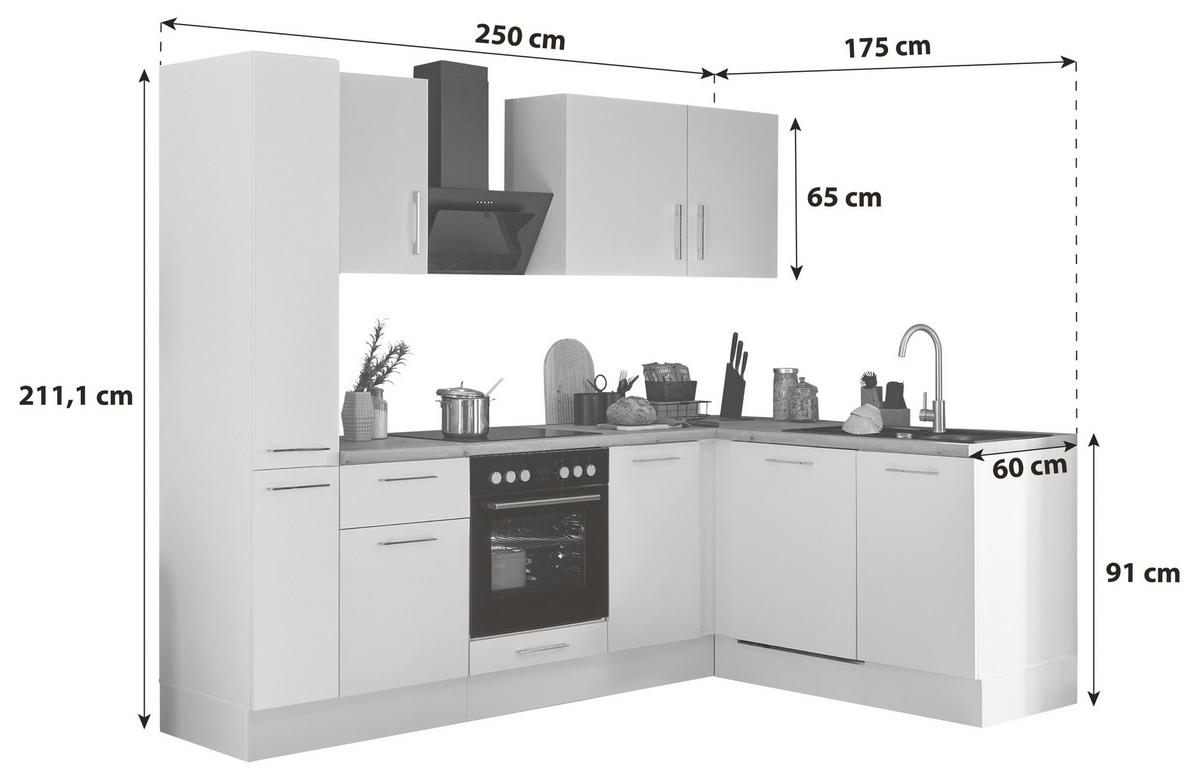 Eckküche Turin Schwarz/eiche Dekor 250x175 Cm - Schwarz/Eiche Artisan, Basics, Holzwerkstoff (250/175cm) - MID.YOU