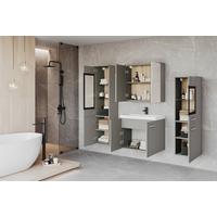 Badezimmer Madrit II 5-Teilig Hellgrau B: 120,4 cm - Hellgrau/Weiß, LIFESTYLE, Glas/Keramik (120,4/131,5/30,2cm) - P & B