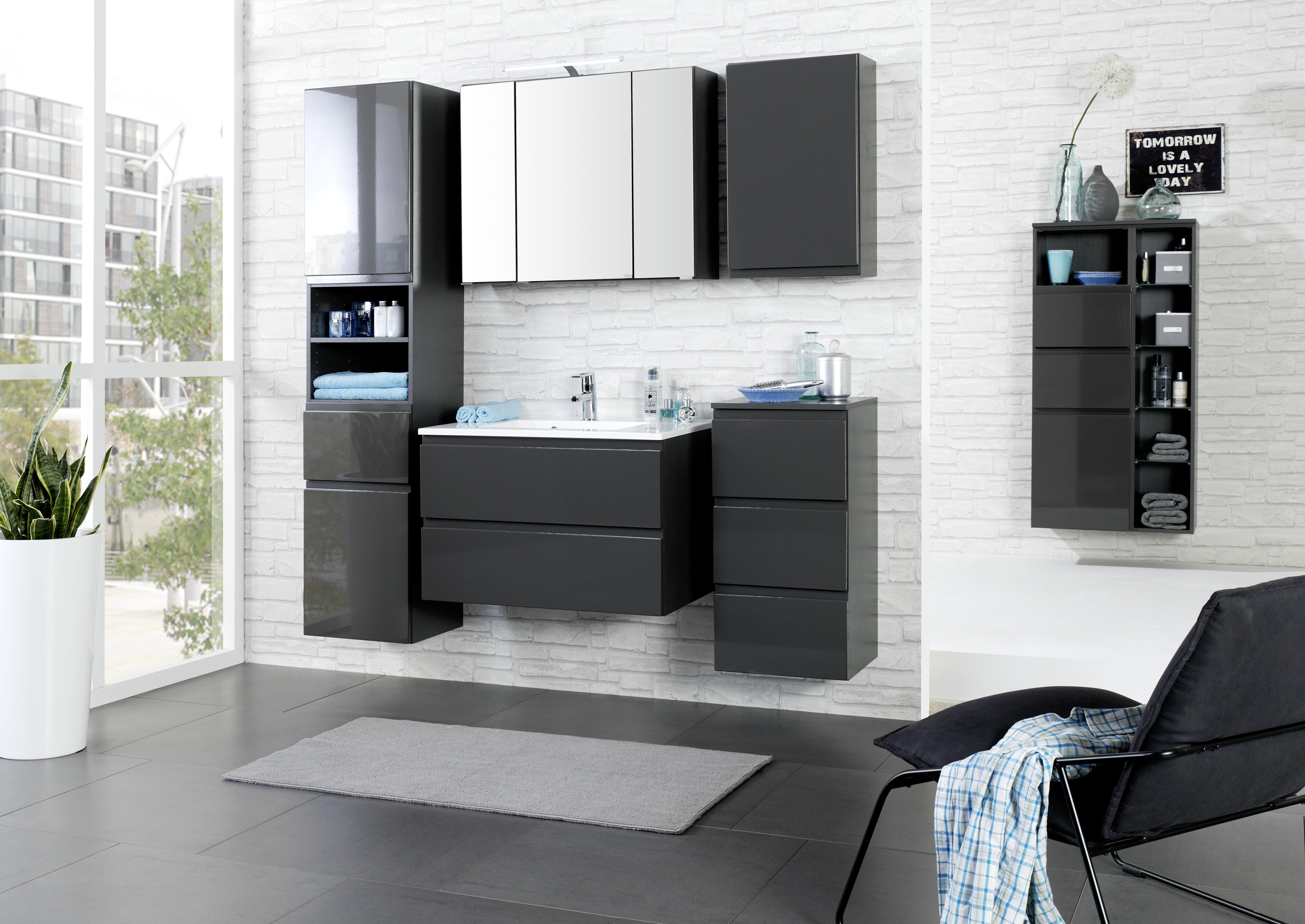 MID.YOU Hängeschrank Cardiff B: 40 cm Graphit Dekor mit Türdämpfer