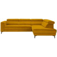 Rohová sedačka EMMA, pravá, žlutá,op.hl.,USB,el.výsuv - černá/žlutá, Moderní, textil (301/210cm) - Premium Living