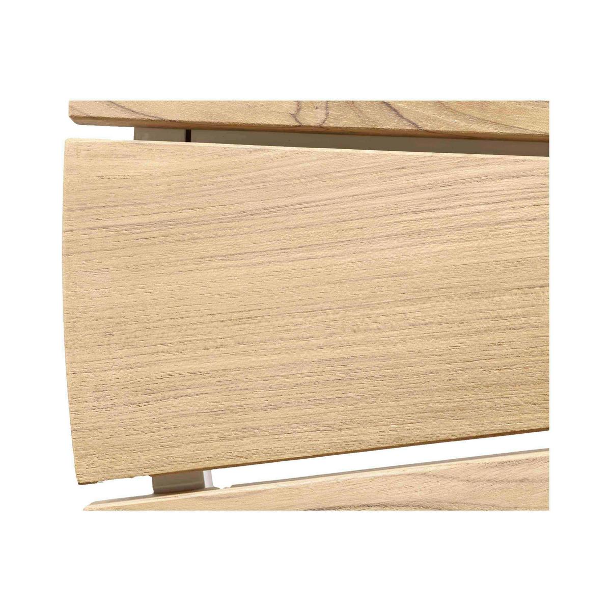 Gartentisch Ellen Metall/Holz Ø/H: 130x74 cm - Weiß Hochglanz/Teakfarben, Natur, Holz/Metall (130/130/74cm) - Gardenson