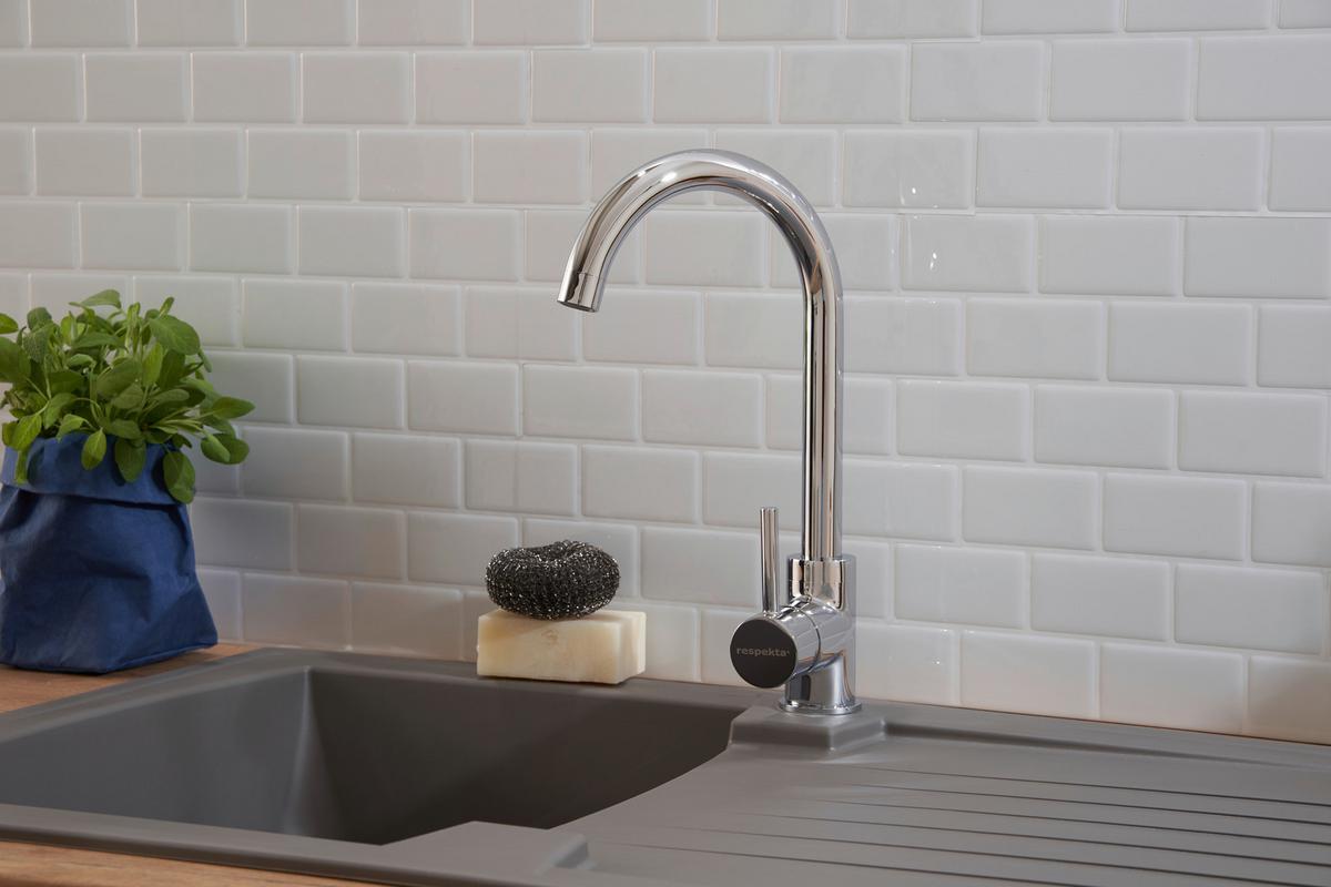 Spüle Respekta Boston Stein Bxt: 86x50 Cm - Grau, Trend, Glas/Kunststoff (86/20/50cm) - Respekta