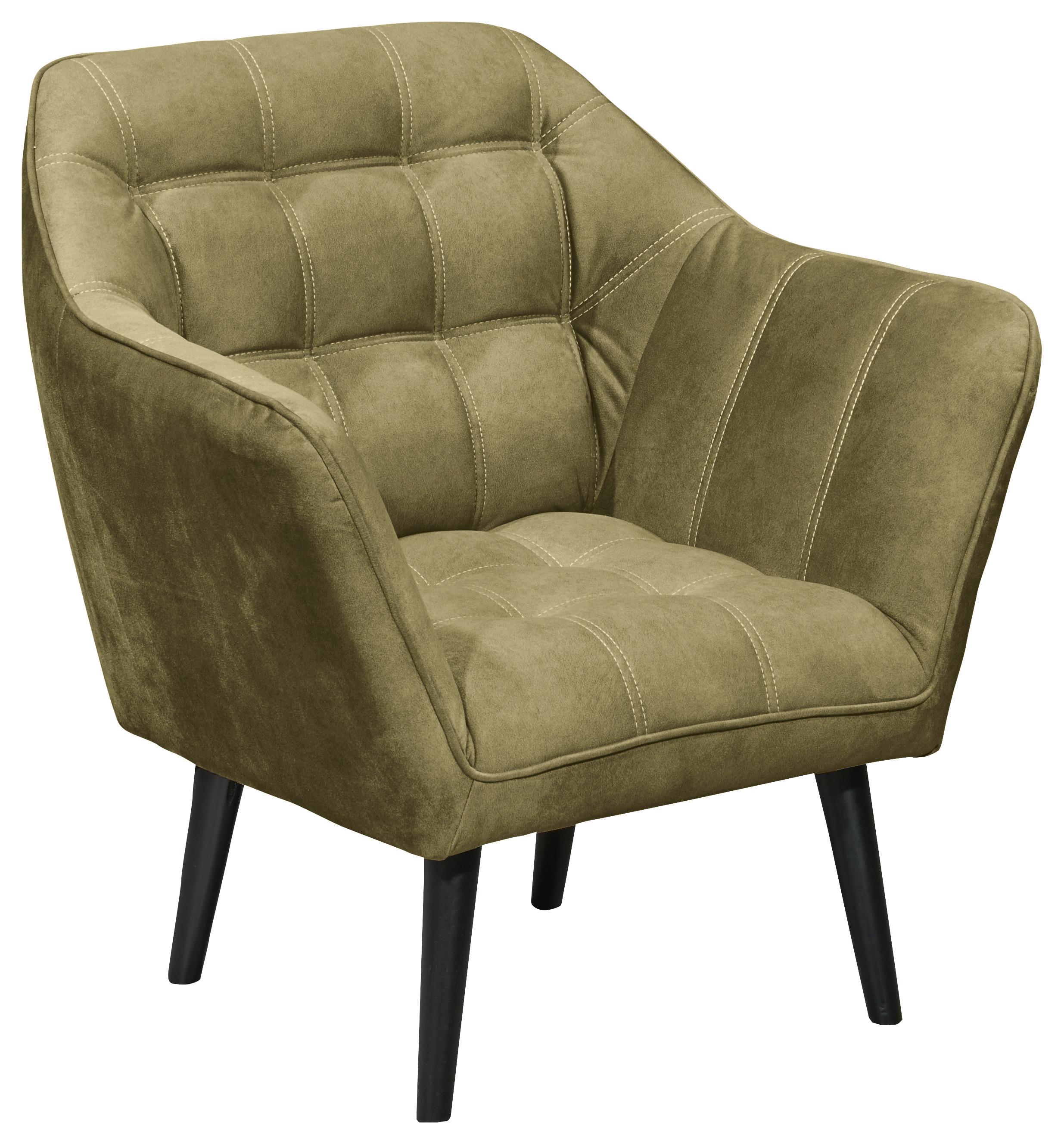 Cocktailsessel Max Olivgrün B: 84 cm - Schwarz/Olivgrün, MODERN, Holzwerkstoff/Textil (84/87/70cm) - MID.YOU