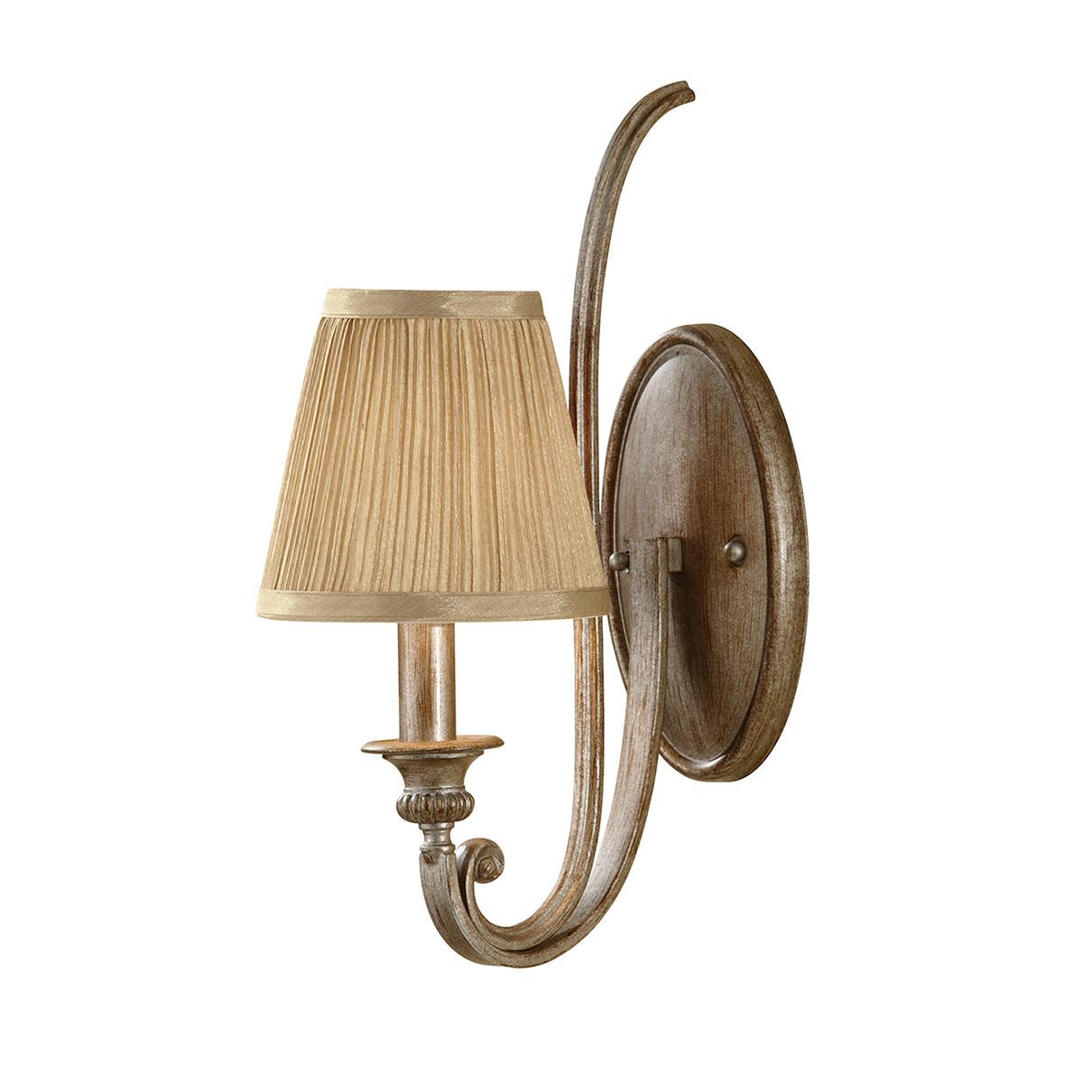 WANDLEUCHTE FE-ABBEY1 - Sandfarben/Silberfarben, KONVENTIONELL, Textil/Metall (15.2/39.1/26.4cm) - Elstead Lighting