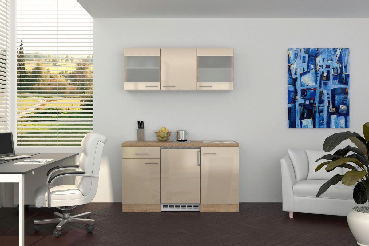 Minikuchyňa NEPAL vrátane spotrebičov a drezu - kašmírová/farba ušľachtilej ocele, Modern, kov/kompozitné drevo (150,5cm) - FlexWell