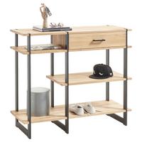 Konsolentisch Mit Ablagefach Paco, Eichefarben/schwarz - Eichefarben/Schwarz, Natur, Holz/Metall (110/93,5/40cm) - Livetastic