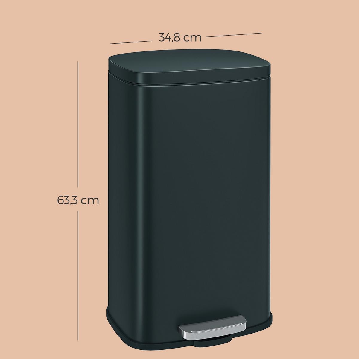 Abfallsammler Grau B: 34,8 Cm - Schwarz/Grau, Basics, Kunststoff/Metall (34,8/63,3/29,7cm)