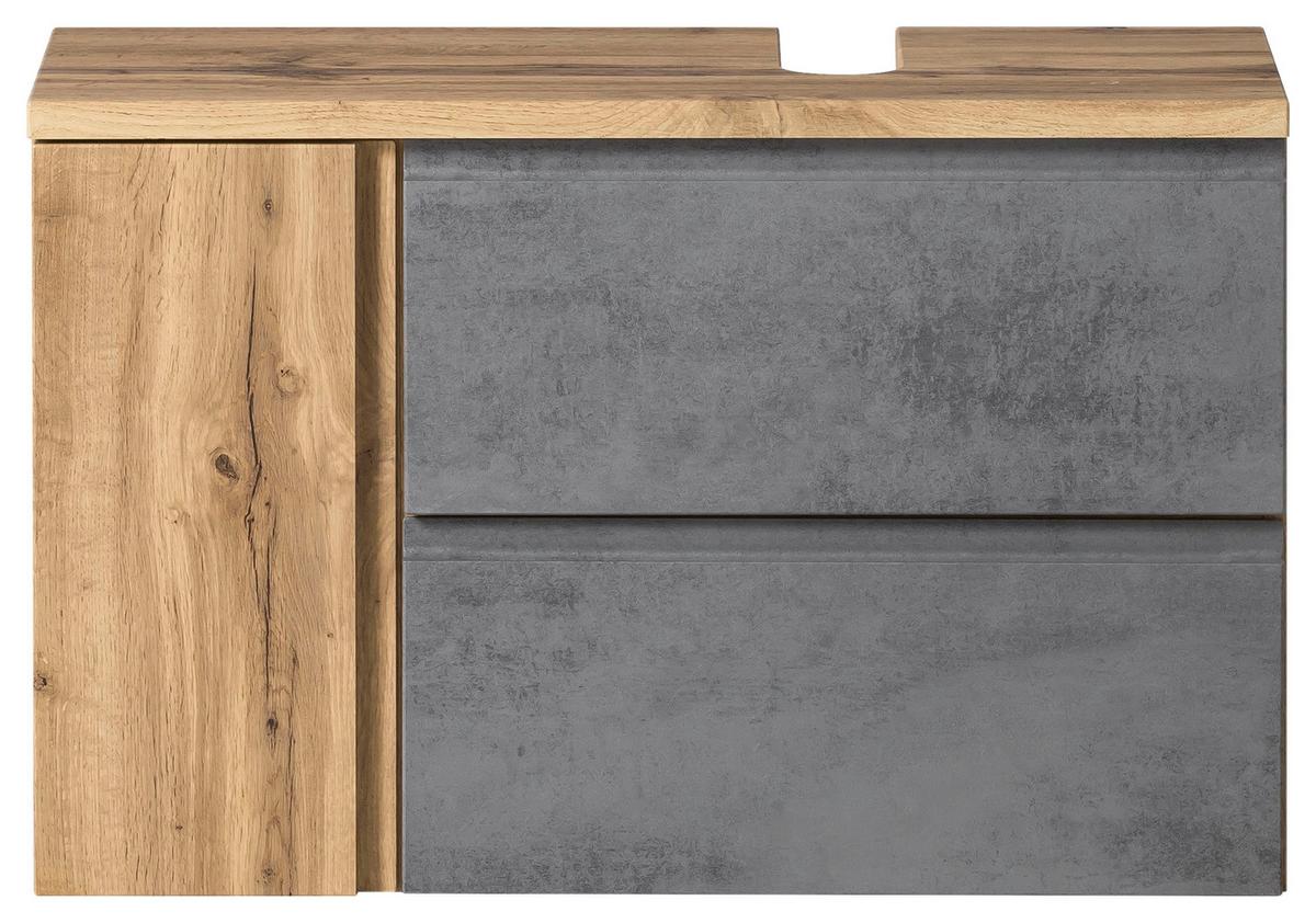 Waschbeckenunterschrank Varese - Eiche Wotan/Hellgrau, MODERN, Holzwerkstoff (85/56/35cm) - Held