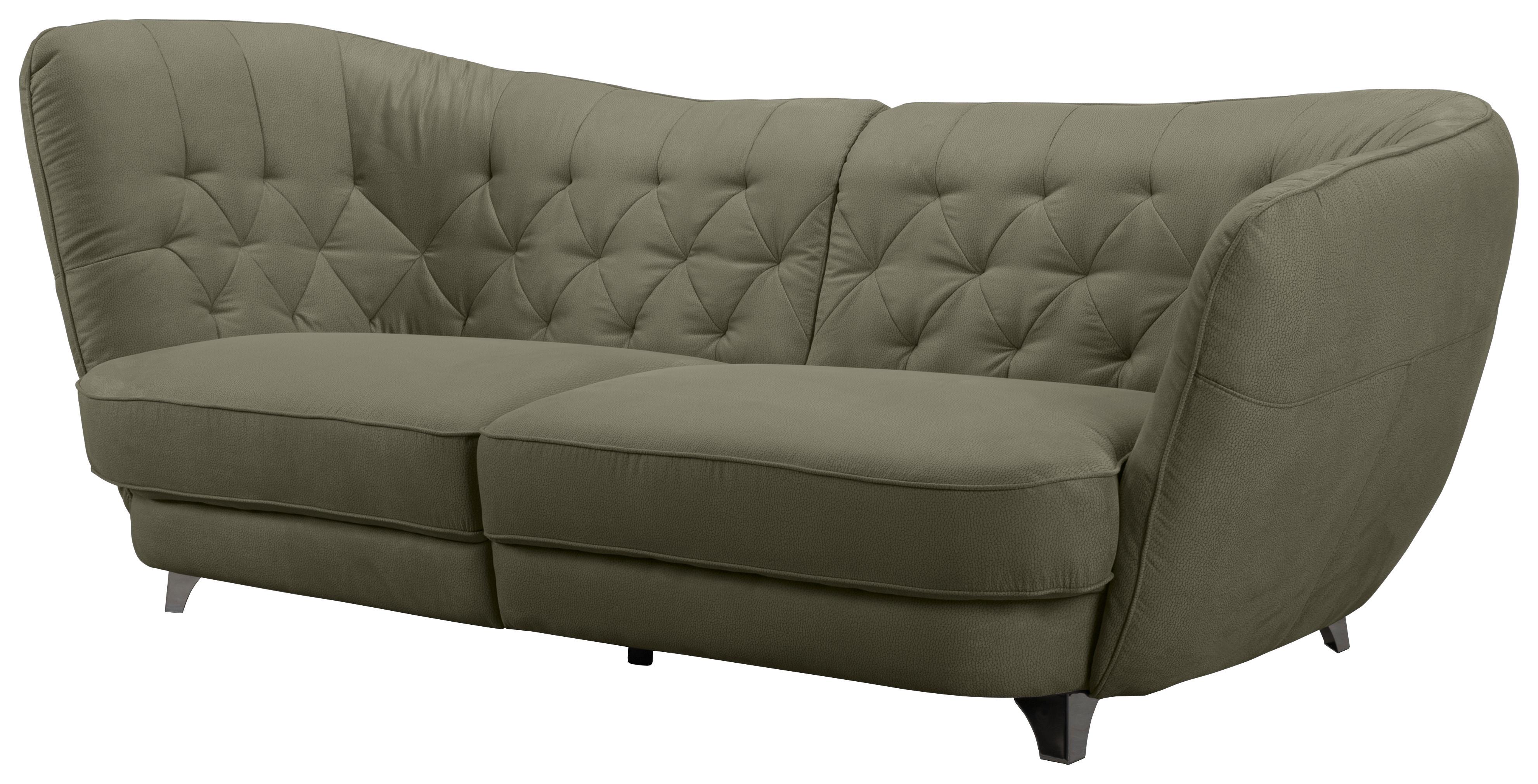 Big Sofa mit Echtem Rücken Retro B: 256 cm Grün - Chromfarben/Grün, MODERN, Textil (256/85/115cm) - MID.YOU