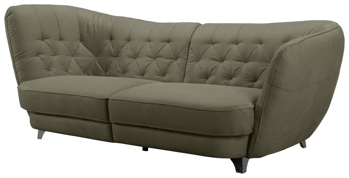 Big Sofa mit Echtem Rücken Retro B: 256 cm Grün - Chromfarben/Grün, MODERN, Textil (256/85/115cm) - MID.YOU
