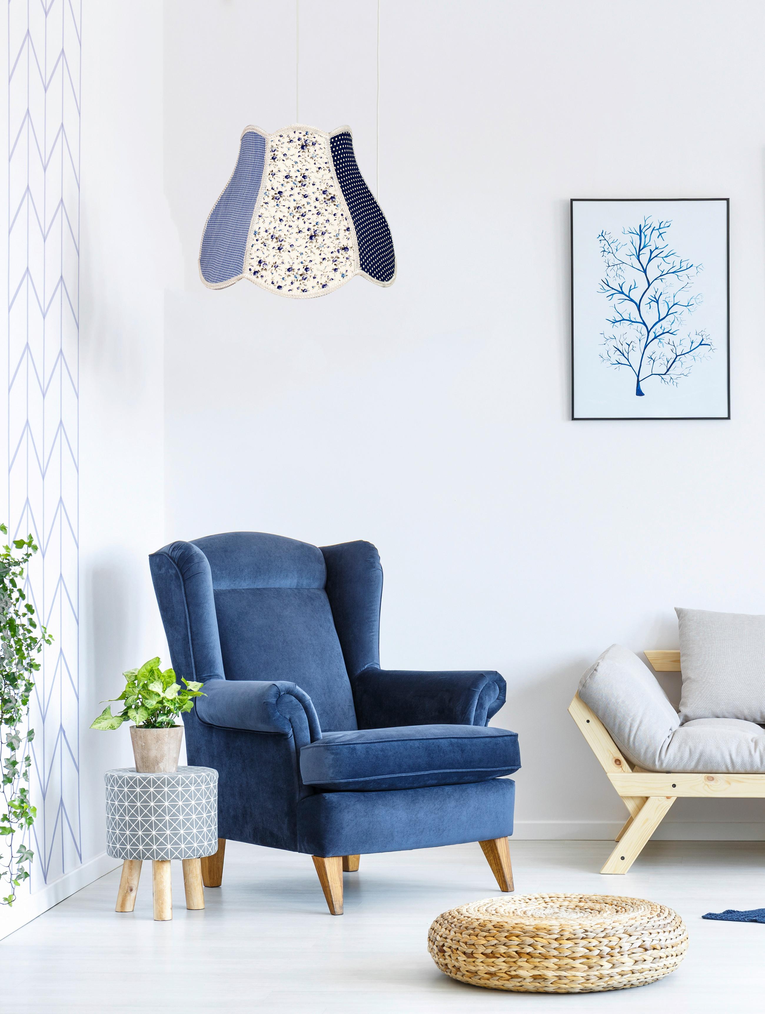 Pendelleuchte 31-59954 Zuza - Blau/Hellgrau, KONVENTIONELL, Kunststoff/Textil (35/35/90cm)