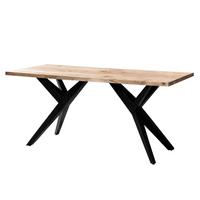 Schreibtisch Akaziefarben L: 180cm - Schwarz/Akaziefarben, Design, Holz/Metall (180/90/76cm) - Livetastic