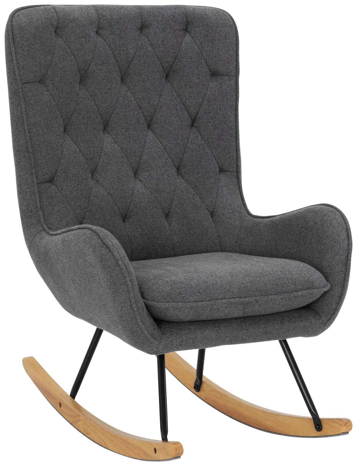 Schaukelstuhl Chester - Schwarz/Naturfarben, Basics, Holz/Textil (69/100/84,5cm) - P & B