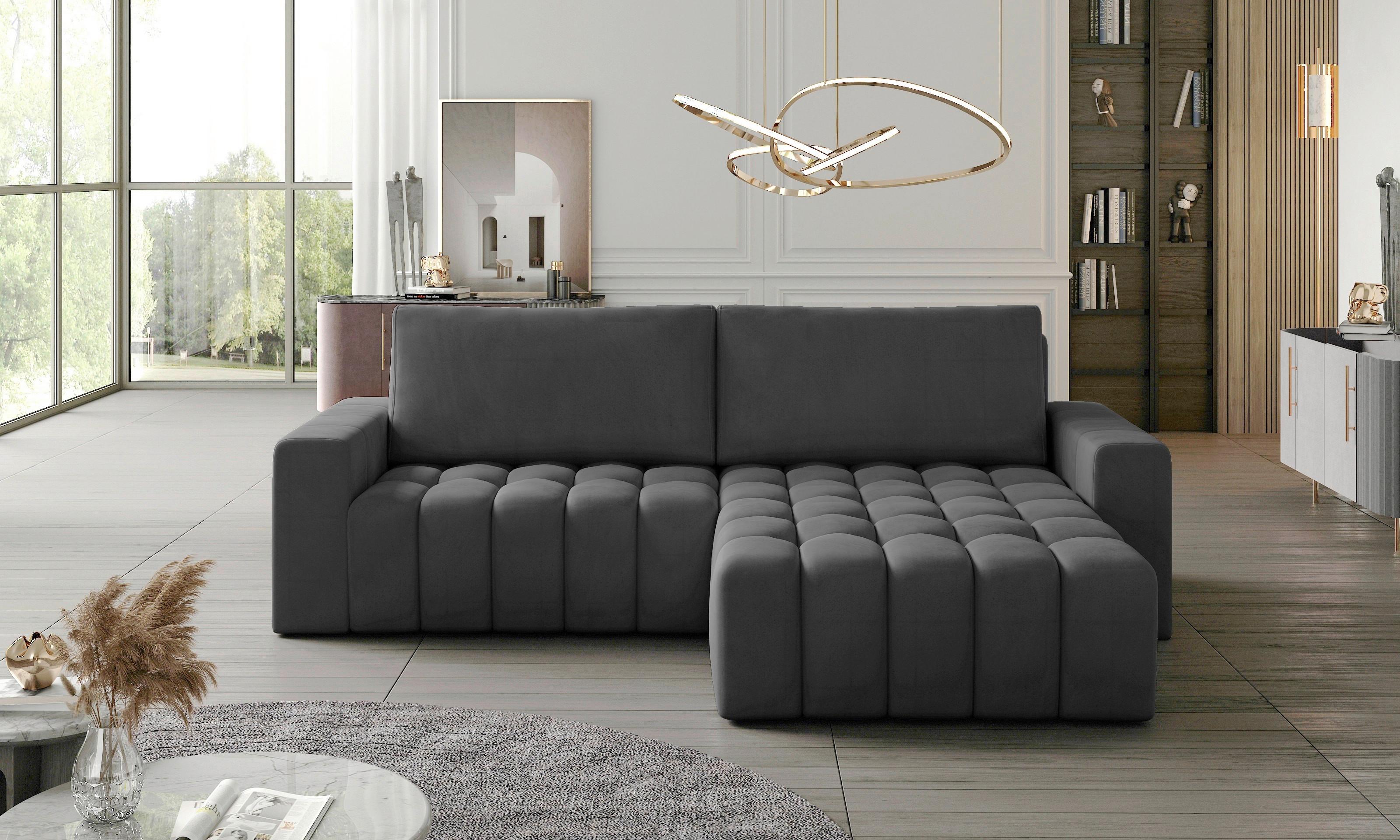 Ecksofa Bonett Anthrazit S: 250x175 Cm - Anthrazit/Schwarz, Design, Textil (250/175cm) - MID.YOU