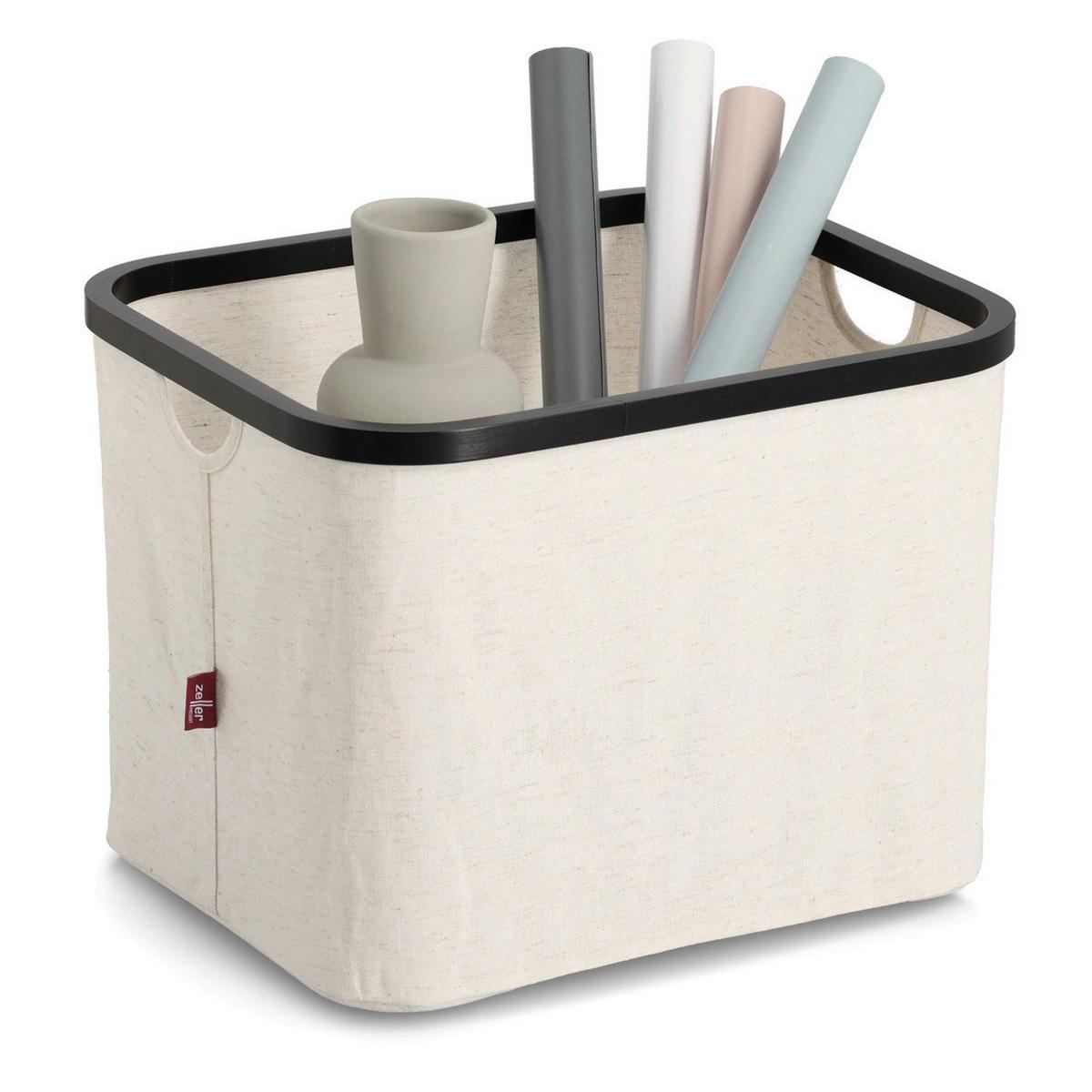 Aufbewahrungskörbchen Kunststoff, creme/Schwarz - Creme, Basics, Kunststoff (40,5/33/30cm) - Zeller Present